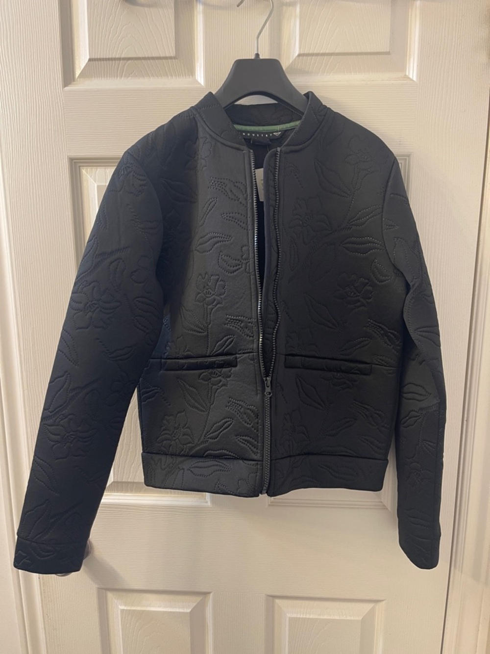 Floral Quilted Black Bomber Jacket - Women